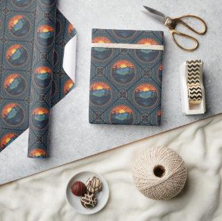 Vintage Wilderness Sunset Mandala Geometric Tile