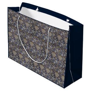 Vintage William Morris Wey Pattern Blue Background Large Gift Bag