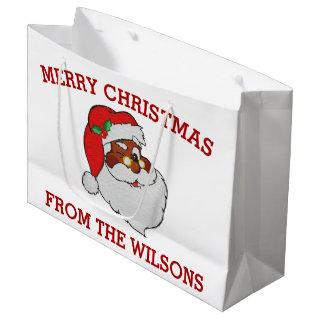 Vintage Winking Black Santa Pop Art Large Gift Bag