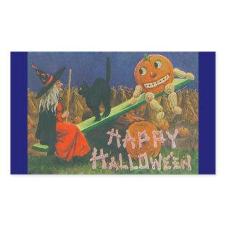 Vintage Witch & Jack o' Lanterns Play Time Sticker