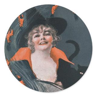 Vintage Witches Brew with Lobsters Classic Round Sticker