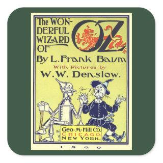 Vintage Wizard of Oz Book Cover Art, Title Page Square Sticker