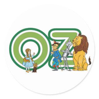 Vintage Wizard of Oz Characters and Text Letters Classic Round Sticker