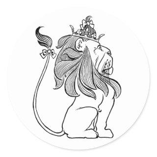Vintage Wizard of Oz, Cowardly Lion with Crown Classic Round Sticker