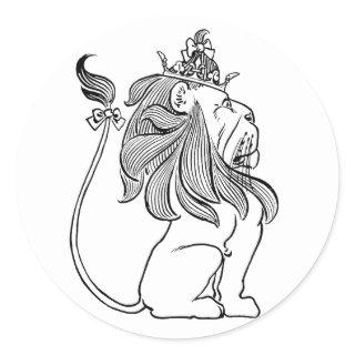 Vintage Wizard of Oz, Cowardly Lion with Crown Classic Round Sticker