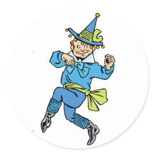 Vintage Wizard of Oz, Cute Dancing Boy Munchkin! Classic Round Sticker