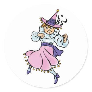 Vintage Wizard of Oz, Cute Dancing Girl Munchkin Classic Round Sticker
