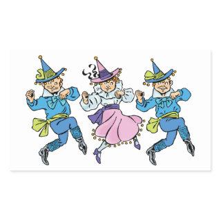 Vintage Wizard of Oz, Cute Dancing Munchkins! Rectangular Sticker