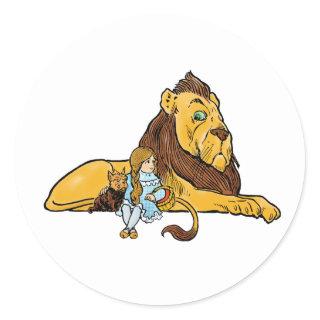 Vintage Wizard of Oz, Dorothy and Toto with Lion Classic Round Sticker