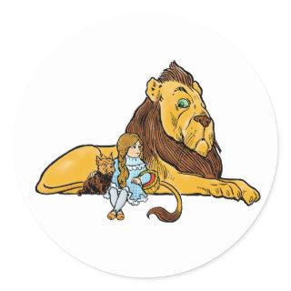 Vintage Wizard of Oz, Dorothy and Toto with Lion Classic Round Sticker