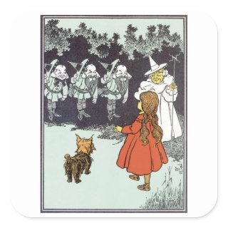 Vintage Wizard of Oz Dorothy Toto Glinda Munchkins Square Sticker