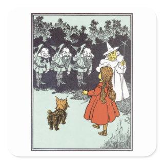 Vintage Wizard of Oz Dorothy Toto Glinda Munchkins Square Sticker