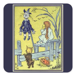 Vintage Wizard of Oz, Dorothy Toto Meet Scarecrow Square Sticker