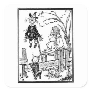 Vintage Wizard of Oz, Dorothy Toto Meet Scarecrow Square Sticker