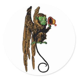 Vintage Wizard of Oz, Evil Flying Monkey Hat Classic Round Sticker