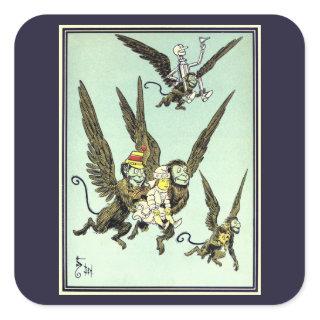 Vintage Wizard of Oz, Flying Monkeys with Dorothy Square Sticker
