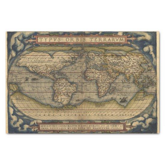 Vintage World Map Antique Atlas Tissue Paper