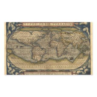 Vintage World Map Atlas Historical Design Rectangular Sticker