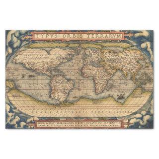 Vintage World Map by Abraham Ortelius 1564 Tissue Paper