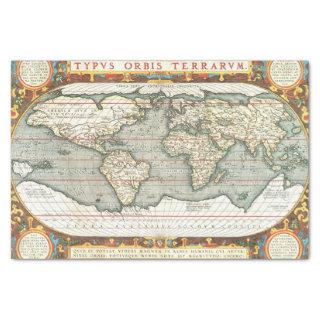 Vintage World Map by Abraham Ortelius 1587–1595 Tissue Paper