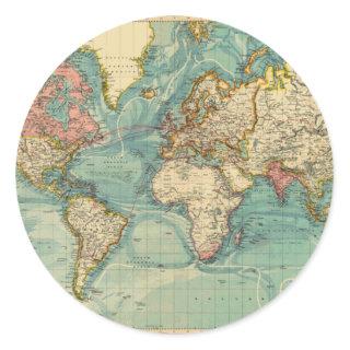 Vintage World Map Classic Round Sticker