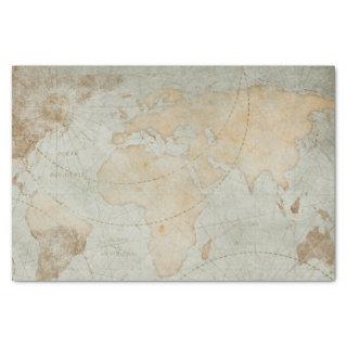 Vintage World Map Pale Blue Decoupage Craft Tissue Paper