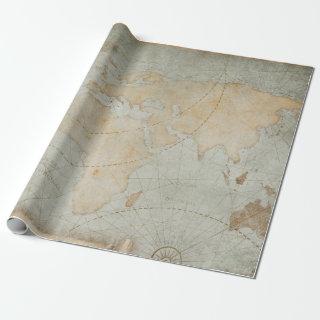 Vintage World Map Pale Blue Decoupage Craft