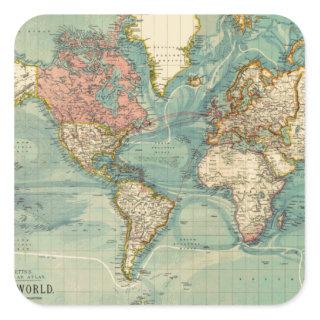 Vintage World Map Square Sticker