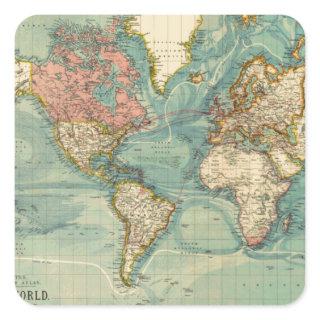 Vintage World Map Square Sticker