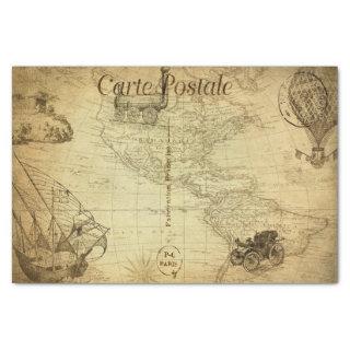 Vintage World Map Travel with Transport French Tissue Paper