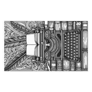 Vintage Writer's Theme 3 Color Me Rectangular Sticker