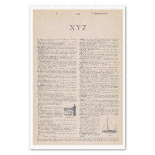 Vintage XYZ Dictionary Page from Book Tissue Paper