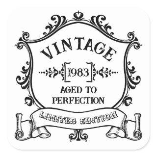 Vintage Year Aged to Perfection Custom Birth Year Square Sticker