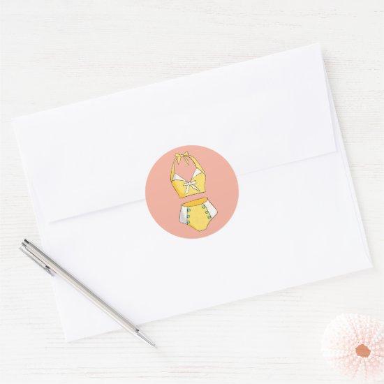 Vintage Yellow Bikini Bathing Suit Classic Round Sticker