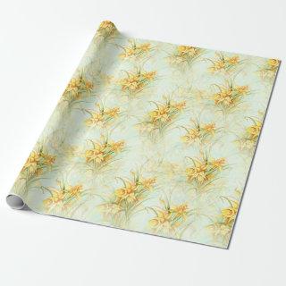 Vintage Yellow Daffodil Floral Flower Pattern Gift