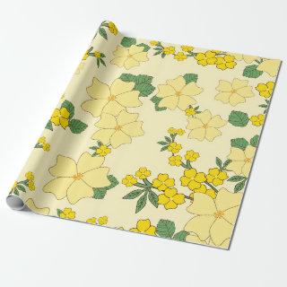 Vintage Yellow Floral Pattern Illustration