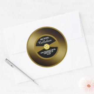 Vinyl 45 Gold Record Personal Address Classic Round Sticker