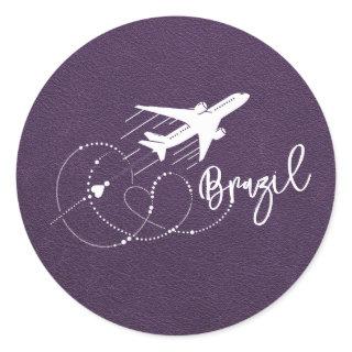 Violet Brazil Passport Classic Round Sticker