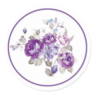 Violet Flor Classic Round Sticker