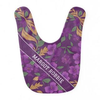 Violet Floral Colorful Personalized Pattern Baby Bib