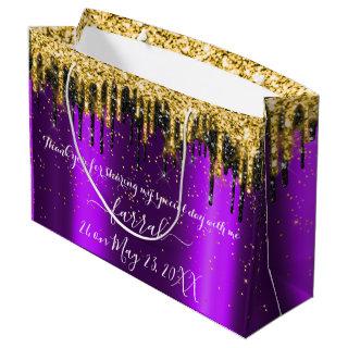Violet Gold  Purple  Black Drips Favor Large Gift Bag