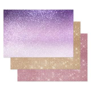 Violet Lilac Pastel Purple Triple Glitter Ombre  Sheets