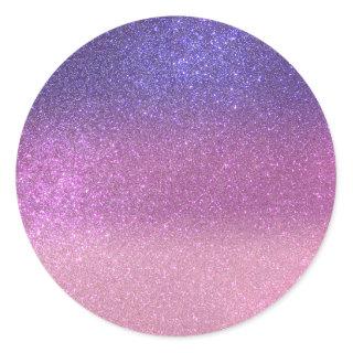 Violet Princess Blush Pink Triple Glitter Classic Round Sticker