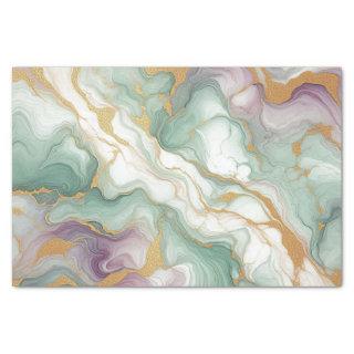 Violet Purple Mauve Pink Green Gold Marble Pattern Tissue Paper