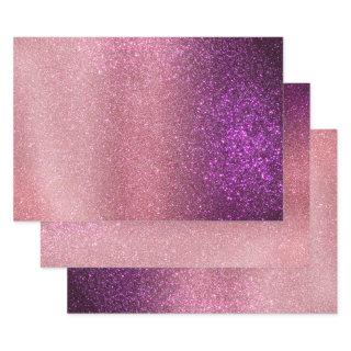 Violet Purple Pink Triple Glitter Ombre Gradient  Sheets
