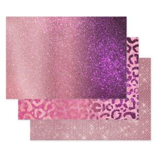 Violet Purple Pink Triple Glitter Ombre Gradient  Sheets