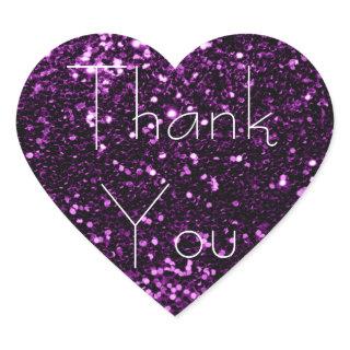 Violet Purple Plum Glitter Glam Thank You Spark Heart Sticker