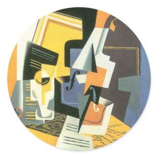 Violin and Glass by Juan Gris, Vintage Cubism Classic Round Sticker