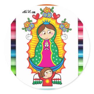 VIRGEN DE GUADALUPE CARICATURA 01 CUSTOMIZABLE PRO CLASSIC ROUND STICKER