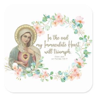 Virgin Mary Fatima Immaculate Heart Ukraine Russia Square Sticker